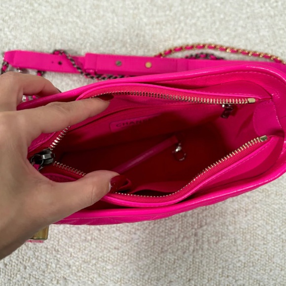 Authentic Chanel Fuchsia Goatskin Small Gabreille Bag - Picture 12 of 15